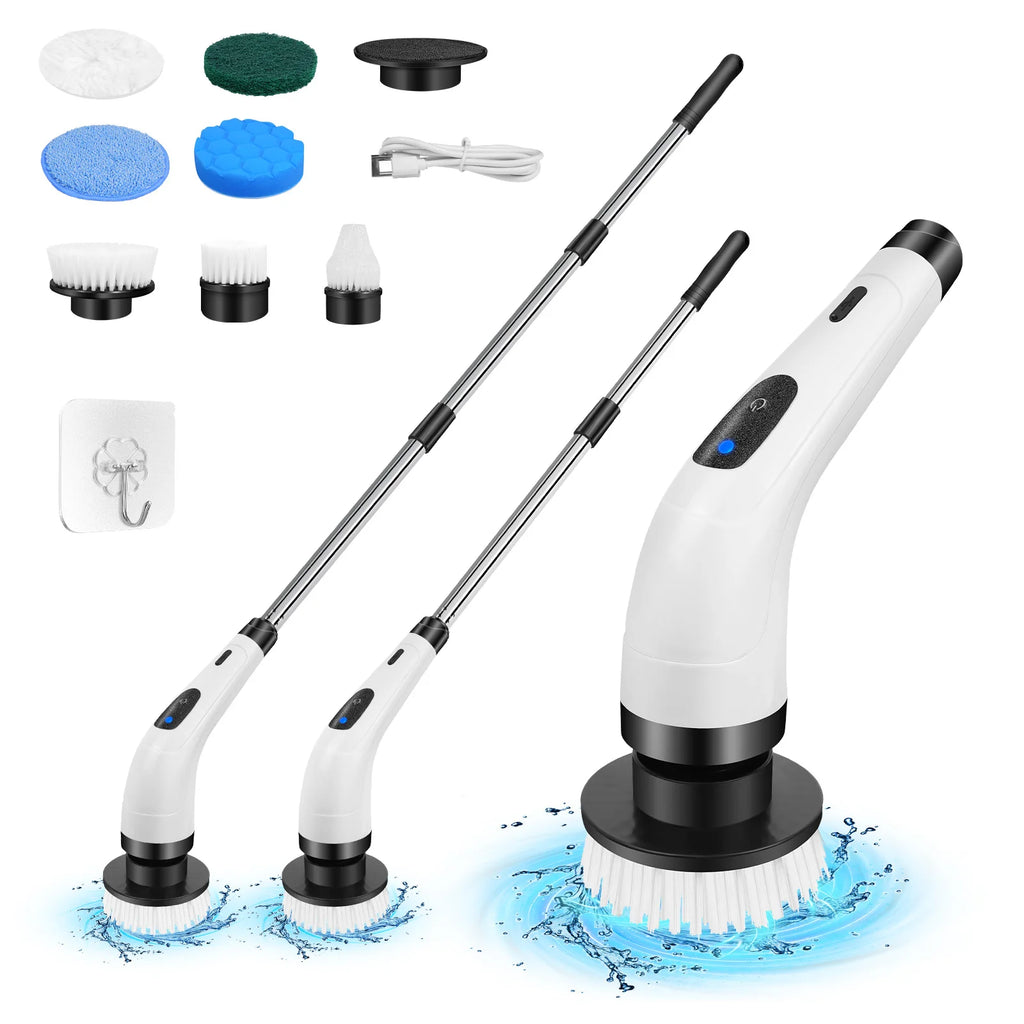 Brosse de Nettoyage Électrique Sans Fil – 7 Têtes, Long Manche, Étanche