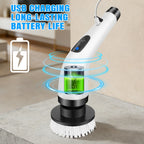 Brosse de Nettoyage Électrique Sans Fil – 7 Têtes, Long Manche, Étanche