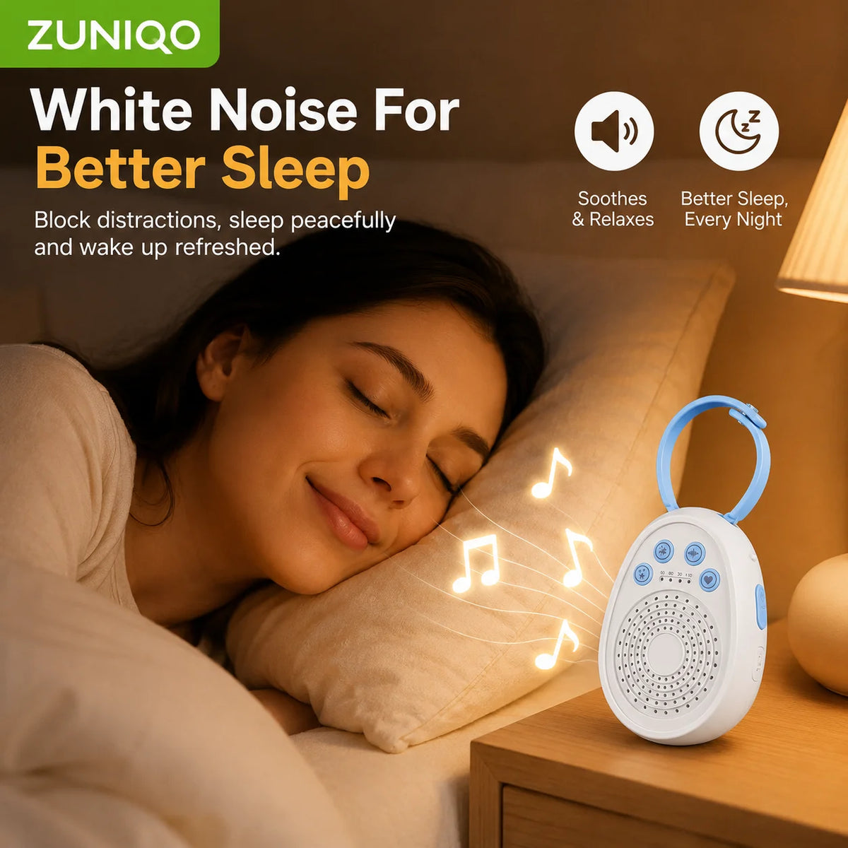 Machine à Bruit Blanc Bébé – 20 Sons Apaisants, Portable & Rechargeable