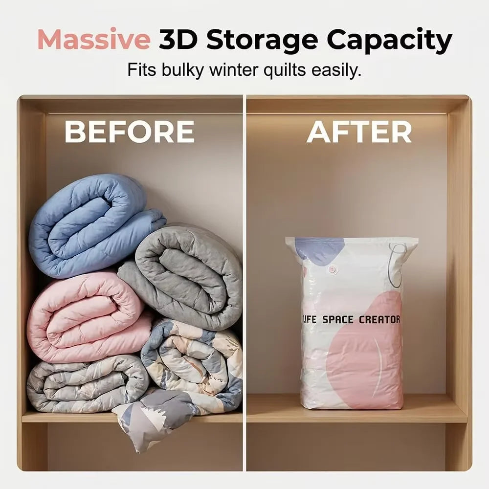 Sacs de Rangement Sous Vide 3D – Lot de 3, Sans Pompe, Gain de Place
