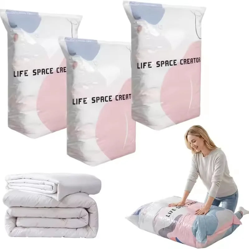 Sacs de Rangement Sous Vide 3D – Lot de 3, Sans Pompe, Gain de Place